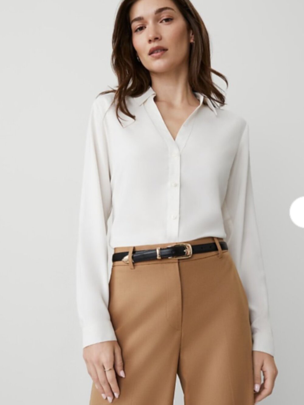 Ann Taylor Essential Shirt in Winter White Petite Medium NWT